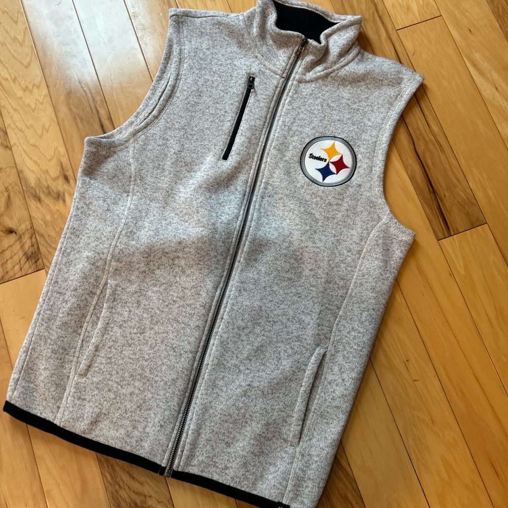 ⁠47 Brand Pittsburgh Steelers Fleece-Lined Vest Gray Medium NWOT⁠